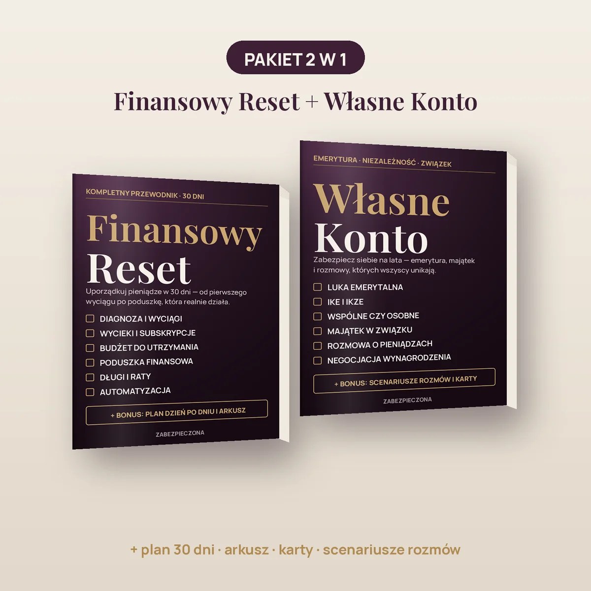 Okładki e-booków Finansowy Reset i Własne Konto